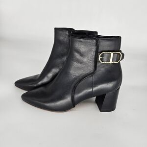 Cole Haan Black Ankle Boots with Gold Accent